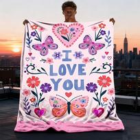 1 vnt. Meilės drugeliai Lauko personalizuotas flanelės pledas, minkštas, lengvas personalizuotas flanelės pledas, skaitmeninė spauda, 75X95CM