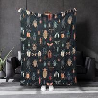 Ultra-Soft Hand-Painted Insect Art Blanket - 1pc Vibrant Cartoon Insect Pattern Contemporary Throw for Bed, 75X95CM