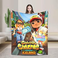 Subway-Surfers Jake Tricky Flaneliniai pledai Minkšti patalynės užtiesalai sofai, foteliui Dekoratyvinis naujoviškas lovatiesis Sofos-lovos užvalkalas 75X95CM