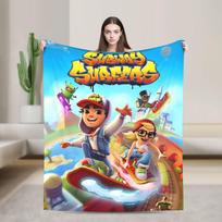 Subway-Surfers Jake Tricky Antklodė Šilta Minkšta Naujoviška Pliušinė Mėtoma Antklodė Svetainei Stovyklavimui Flanelinis Patalynės Užvalkalas 75X95CM