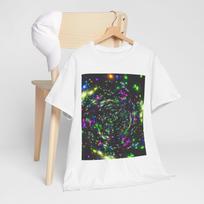 Galactic Neon Swirl T-Shirt, Cosmic Vortex Graphic Tee, Psychedelic Space Art Top, Trendy Streetwear Unisex Gift for Him Her L
