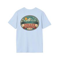 Oregon Mountain T-Shirt | Vintage Mid-Century Travel Luggage Tag Tee | Beaver State Souvenir | OR Road Trip Gift XL