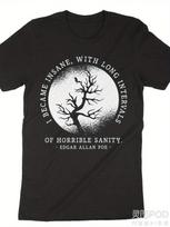 Men's & Women's Black Gothic Edgar Allan Poe T-Shirt - Become Crazy Literary Hor S įvairiaspalvis