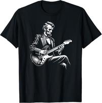 Abraham Lincoln Playing Electric Guitar Funny T-Shirt S įvairiaspalvis