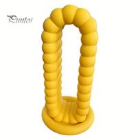 Headphone Holder for Desk 3D Printed Stand, Minimalist Gaming Headset Handmade Style Figurine Display Unique Decorative Accessory Home Office Artistic geltona
