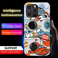 Astronaut Sound-Activated LED Light Up Glowing Glass Case for iPhone Samsung 【Style B】For Iphone 16e