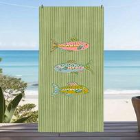 Artistic Vibrant Mosaic Microfiber Beach Towel Large Blue Sardine Sand Free Pool Towel Quick Dry Lightweight Compact Travel 50x100cm