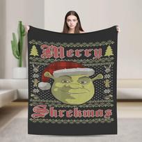 Christmas Shreks Pun Plush Blanket Students Flannel Throw Blanket For Couch Bed Super Quality Bedspread Gift Idea Size: 75*100cm, Weight: 230 GSM