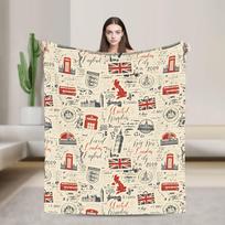 Union Jack Flag Of The UK Blankets Flannel British London Symbols Soft Throw Blanket for Airplane Travel Quilt Portable Size: 75*100cm, Weight: 230 GSM