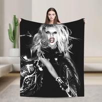 Lady Singer Rock Album Gagas Knitted Blanket Y2K Tour Flannel Throw Blanket Bedroom Sofa Decoration Soft Warm Bedspread Portable Size: 75*100cm, Weight: 230 GSM