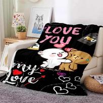 Cute Bubu and Dudu Series Blanket Cartoon Print Kids Warm Flannel Soft Comfortable Home Travel Blanket Bed Blanket Birthday Gift Size: 75*100cm, Weight: 230 GSM