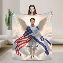 Charlie Kirk Angel Advocate Funny Flannel Blanket All Season Use Soft Comfortable Warm Fun Plush Throw Size: 75*100cm, Weight: 230 GSM