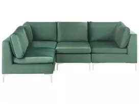 Modulinė sofa EVJA skirta 4 asmenims, dešininė, žalia, veliūrinė