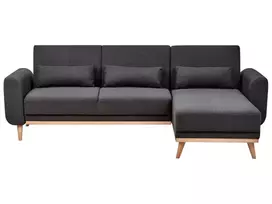 Išskleidžiama kampinė sofa OLLSTA 3 asmenims, juoda, kairinė