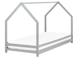 Vaikiška lovytė namelis, pušies mediena APPY 90 x 200 cm, pilka