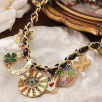 Ancient Devil's Eye Retro Lucky Talisman Multi Pendant Clavicle Chain Vintage Bohemian Style