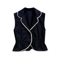 Black Hepburn Style Pearl Trim Vest & High Waist Skirt Set Small