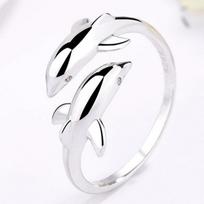 Yin Taifei Double Dolphin Silver Ring: Thai-Inspired, Adjustable, Stylish & Artistic Gift for Women Adjustable