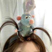 Ratatouille Plaukų juosta Kawaii Animacinis Mielas Pliušinis Lėlės Galvos lankelis Plačiabrylė plaukų segtukas Nuotraukų galvos apdangalas Kūrybiškumas Mergaitės dovana juoda