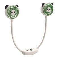 Hanging Neck Fan with Dual Adjustable Panda Heads 3-Speed Wind Cooling Hands-Free Hanging Design USB Rechargeable Sports Cooling Neck Fan B