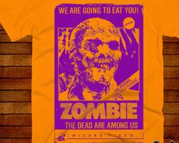 Zombie VHS Horror T shirt - Lucio Fulci Classic 70s Horror Candy series orange purple M