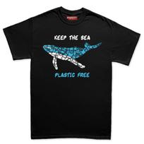 Mens Whale Plastic Mosaic Marine Pollution Protest Hand Drawn T-Shirt Tee Top T-Shirt 3XL