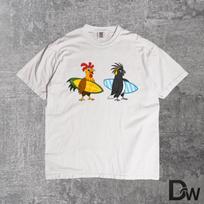 Surfing Chicken Funny T Shirt, Beach Surfer Animal Tee, Cool Chicken Graphic Shirt, Summer Surf Vibes Tee, Funny Bird Meme Shirt S