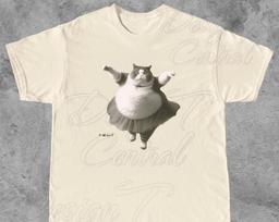 Chonk Cat in Tutu Unisex Shirt – Dancing Chubby Cat Lover Gift S