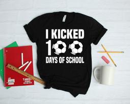 Soccer Futbol 100 Days of School Athlete | T-Shirt | T-shirt | T-shirt |T-shirt | Apparel Gift S