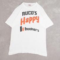 Vintage Ruco's Happy Single Stitch T-Shirt Large Men's 1980s USA Made White Slogan S