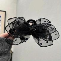 1Pc Light Luxury Multi-layer Lace Bow Grab Clip Large Shark Clip Bridal Headdress for Wedding Banquet Holiday Party Decoration