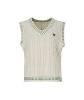 Sup V-Neck Embroidered Knit Vest (Sz9Vk31) Cream(21)/Fff