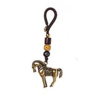 Copper Chinese Zodiac Key Ring Feng Shui Weaving Key Chains Horse Lucky Bag Pendant  Jewelry Gift Horse