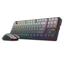 Redragon S164 Wireless Gaming Keyboard and Mouse Mechanical Silver PBT RGB English 12400 DPI Wireless Compatible Set Bluetooth/2.4G/USB-C, 75%