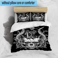 Skull And Serpent Design 3pcs Bedding,Including 1pc Duvet Cover And 2pcs Pillowcases Perfect for Christmas,Ideal for Bedroom, Dormitory 135cm*200cm