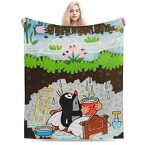 The Little Mole Fleece Blanket Cartoon Christmas Xmas Awesome Throw Blanket for Home Hotel Sofa 150*125cm Bedspreads Size: 75*100cm, Weight: 230 GSM