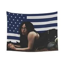 Billie Eilish Tapestry, American Flag Music Star Print Wall Hanging for Bedroom Dorm Living Room & Fan Room Decor 100X70CM