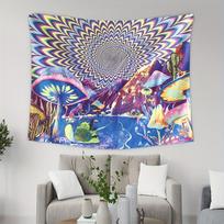 Psychedelic Mushroom Tapestry Trippy Optical Illusion Wall Hanging Bohemian Hippie Decor for Bedroom  Dorm 100X70CM