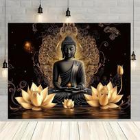 Luxury Dark Background Zen Buddha Scene Tapestry Stylish Wall Decor For Apartment Studio Modern Aesthetic Backdrop Decor 100X70CM