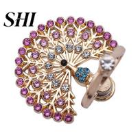 Finger Ring Buckle Holder Anti-lost 360 Degree Rotation Metal Rhinestone Phone Peacock Grip Stand for Watching TV Mobile Socket rožinė