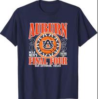 Auburn Tigers Final Four 2025 Men's Basketball Burst Navy T-Shirt Unisex T-Shirt S įvairiaspalvis