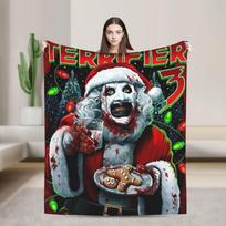 Terrifier pledas Filmo menas Klounas Kempingas Flanelinis patalynė Antklodės namų dekoravimui Minkštas šiltas Individualios kokybės lovatiesė Dovana 75X95CM