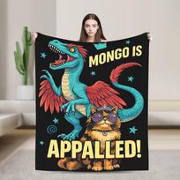 Soft Warm BlanketChildren Travel Mongo Is Appalled Throw Blanket Princess Cat Riding Dinosaur Flannel Bedspread For Outdoor 75X95CM