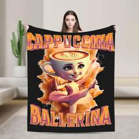 Baleto Šokėja Kapučino Kavos Mėmės Antklodė Italijos Smegenų Puvinio Flanelė Naujoviška Šilta Mėtoma Antklodė Kėdei Apkloti Sofos Dekoravimui 75X95CM