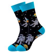 5 pairs of mid-calf socks: space-themed astronaut-style trendy socks – men’s unique, fashionable, trendy and casual socks One size fits all