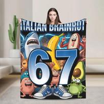 Soft Blanket for Boy or Girl Travel Throw Blanket with  Brainrot Italian Meme Design Funny Six Seven Bedspread for Home Decor So 75X95CM