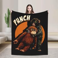 Punch Monkey Komiksų Stiliaus Meninė Antklodė Flanelinė Minkštos Mesti Antklodės Lėktuvo Kelionei Lovos Kilimas 75X95CM