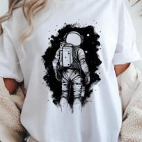 Astronaut Space Portal T-Shirt, Graphic Chest Print Tee 3XL