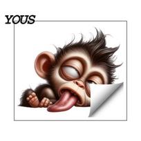 Red Panda Glass Adhesives Funny Cartoon Static Sticker, Little Panda/Monkey Tongue Sticking Out Shape, Outdoor Balcony Window Decorative PVC A