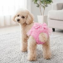 Bow Decor Dog Period Underwear Pink Tone Female Dog Nappy Pet Short Pant  House Clean Protection S